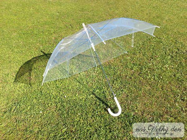 Priesvitný dáždnik - biely