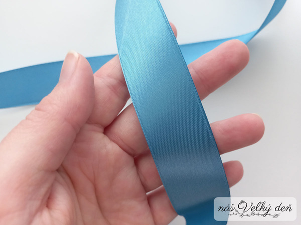 Saténová stuha - modrá prašná, 25 mm