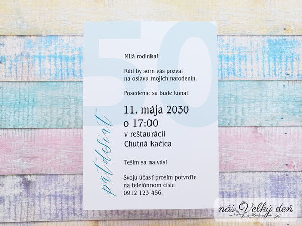 Pozvánka na oslavu - Číslo modré