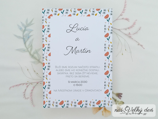 Svadobné oznámenie - Kvetinový rám