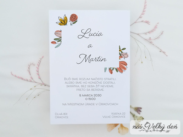 Svadobné oznámenie - Romantické kvety