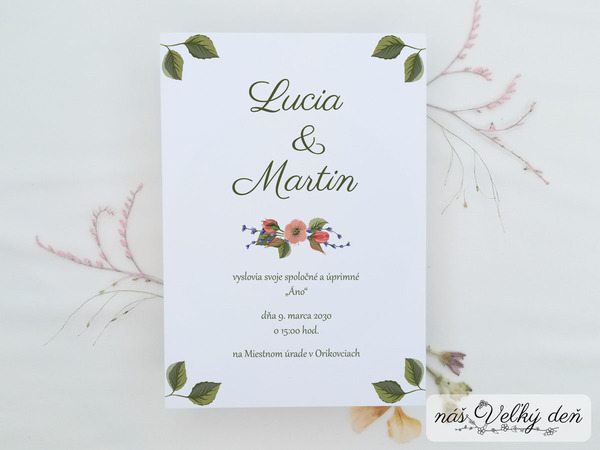 Svadobné oznámenie - Vlčí mak a levanduľa