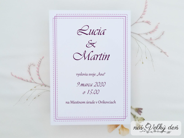 Svadobné oznámenie - Elegancia a minimalizmus