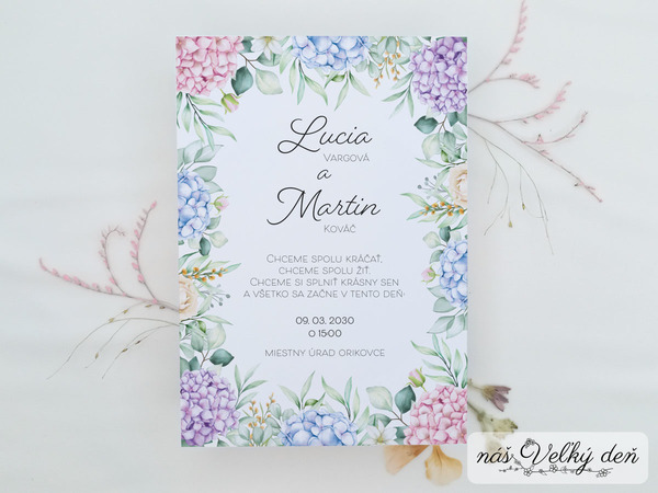  Svadobné oznámenie - Hortenzie