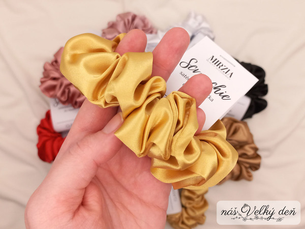 Saténová gumička - CLASSIC - žltá zlatá