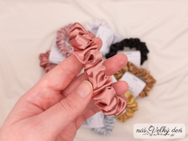 Saténová gumička - MINI - ružová