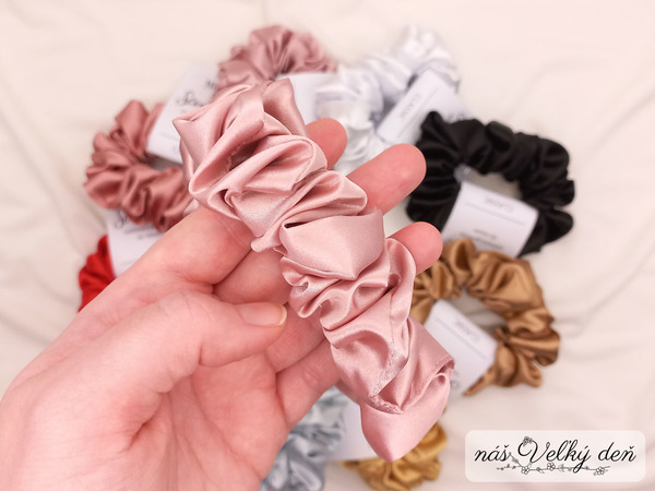 Saténová gumička - CLASSIC - ružová pastelová