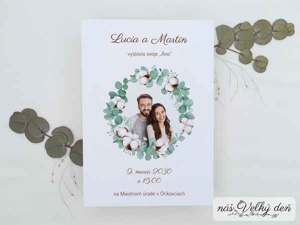 Svadobné oznámenie - Venček bavlník