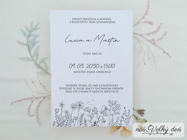 Svadobné oznámenie - Romantická lúka