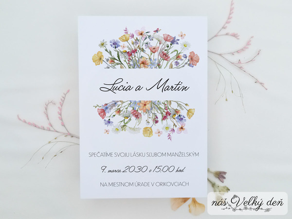 Svadobné oznámenie - Lúčne kvety